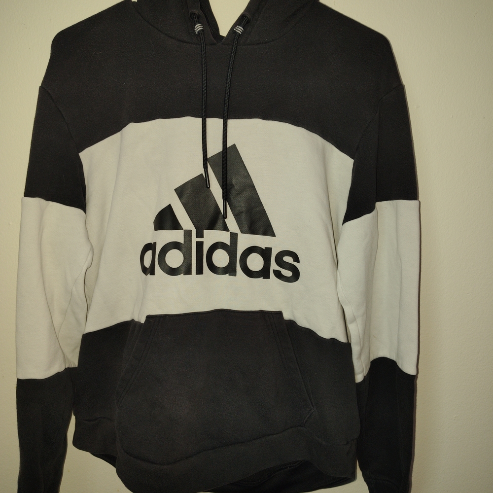Adidas Men's Two-Tone Black and White Hoodie